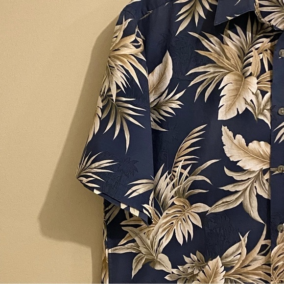 Vintage Hawaiian Shirt Mens Medium M Blue Floral All Over Print 90s Aloha Beach - Picture 4 of 12